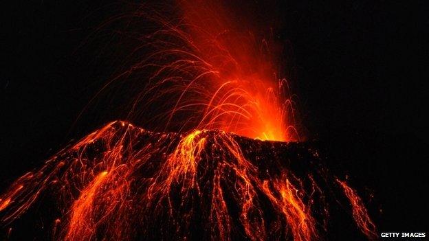 Volcano erupting