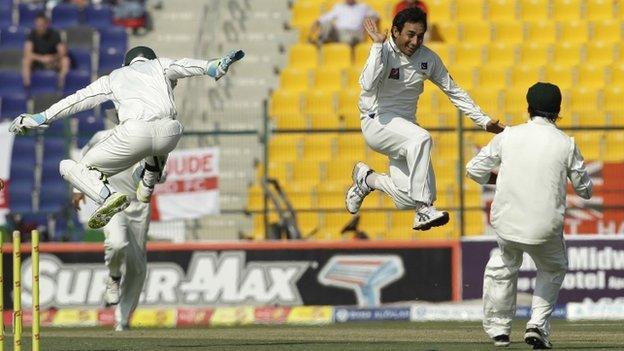 Saeed Ajmal celebrates