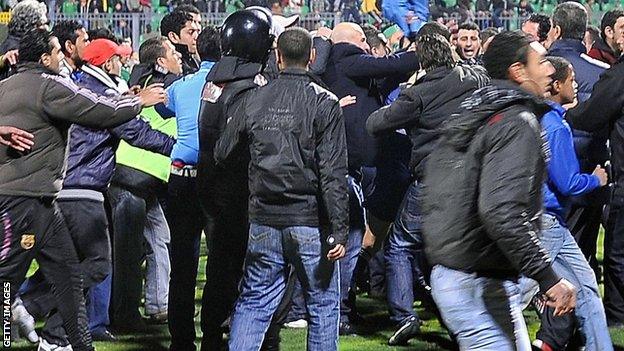 Fans following the clash between Al-Ahly and Al Masry