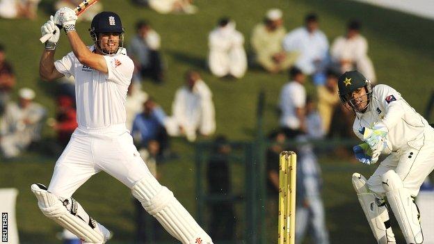 Alastair Cook (left) averages 22 in the series