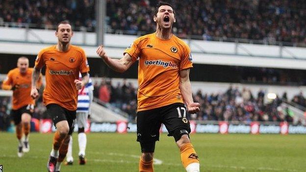 Wolves' Matt Jarvis celebrates scoring