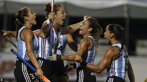 Argentina celebrate Silvina D'Elia's strike