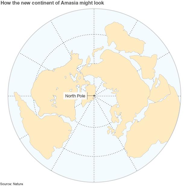 How the new continent of Amasia might look