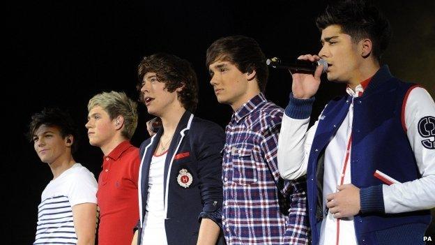 One Direction performing in London