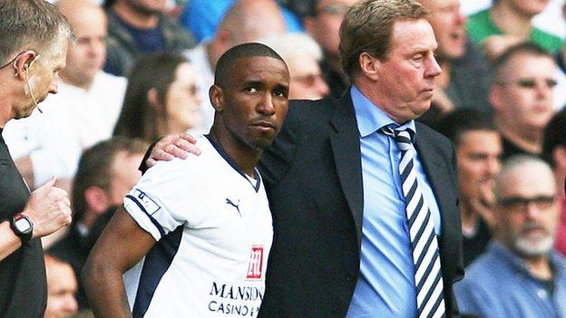 Tottenham's Jermain Defoe (left) and Harry Redknapp