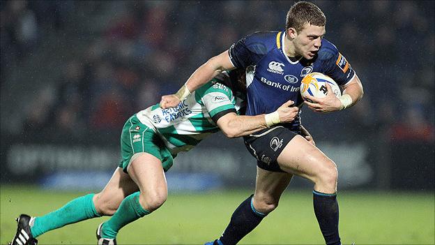 Alberto Di Bernardo of Treviso tackles Leinster's Ian Madigan