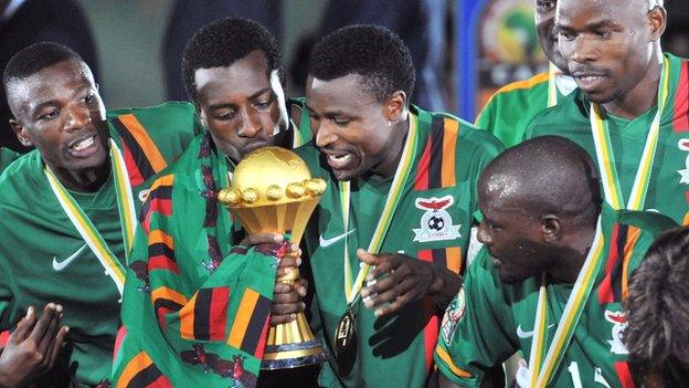 Zambia celebrate a shock win over Ivory Coast