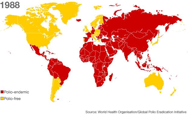 Map: Polio in 1988