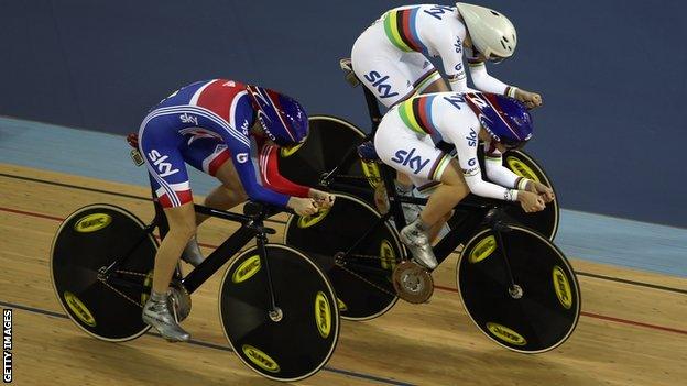 Laura Trott, Wendy Houvenaghel and Joanna Rowsell