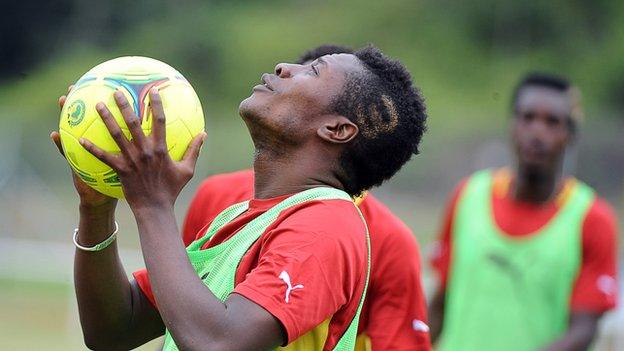 Asamoah Gyan in training for Ghana during the Africa Cup of Nations