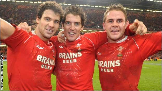 Mike Phillips, James Hook and Lee Byrne