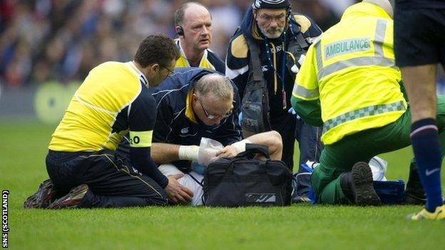 Lamont was stretchered off with Scotland 10-7 down at Murrayfield