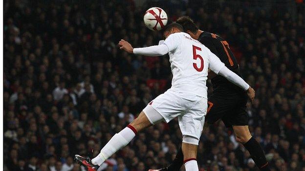 Chris Smalling and Klaas-Jan Huntelaar clashed heads at Wembley