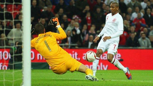 Ashley Young scores for England