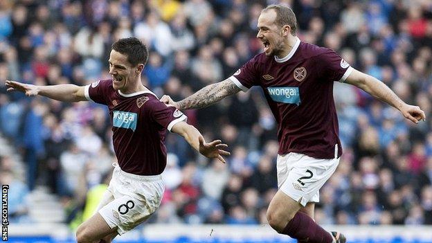 Ian Black and Jamie Hamill were Hearts' goalscorers at Ibrox