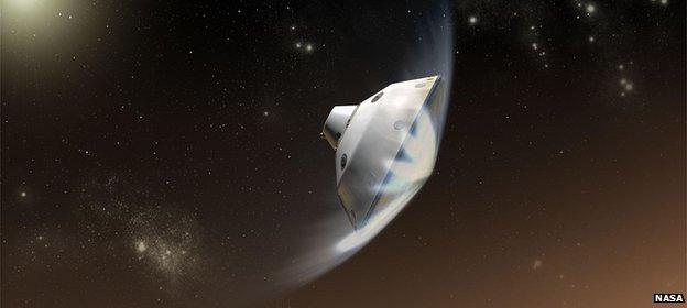 Artist's impression of the entry into the atmosphere of Mars