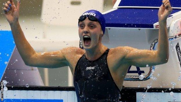 Fran Halsall after winning gold in the 50m freestyle final