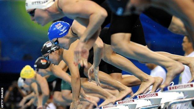 Competitors at the British swimming trials