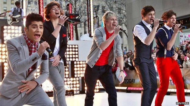 One Direction performing outdoors