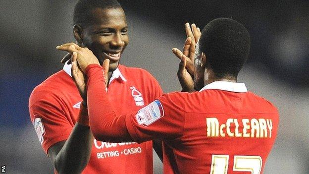 Ishmael Miller congratulates Garath McCleary