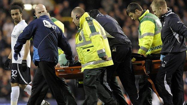 Fabrice Muamba is stretchered off