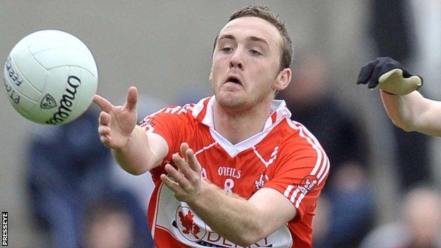 Emmet McGuckin scored two goals for Derry in the win over Monaghan at Celtic Park