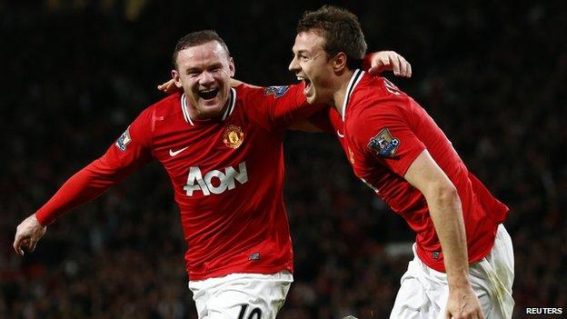 Wayne Rooney celebrating his 29th goal of the season against Fulham.