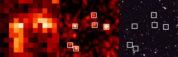 Comparison of Herschel, Scuba and Hubble