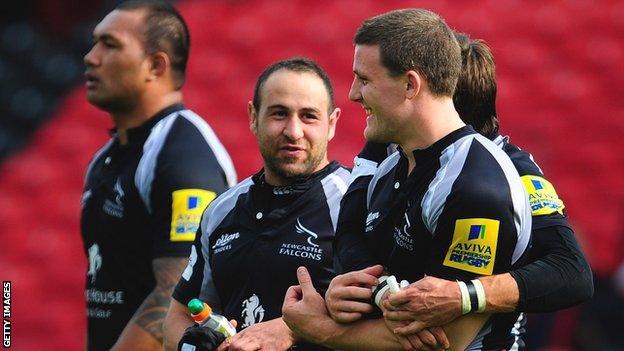 Newcastle Falcons celebrate