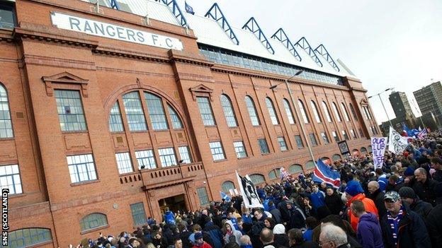 Rangers fans at Ibrox