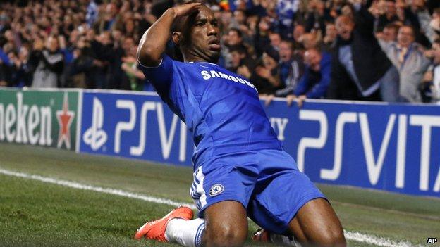 Didier Drogba celebrating his goal