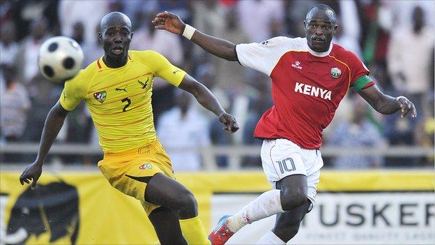 Kenya captain Dennis Oliech (right)