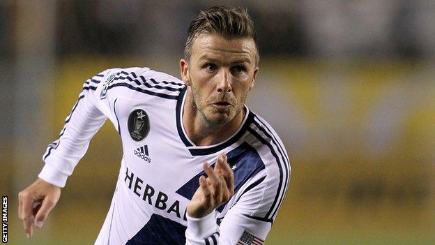 David Beckham in action for LA Galaxy on 14 April