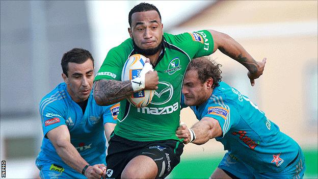 Connacht's Fetu'u Vainikolo on the attack against Aironi