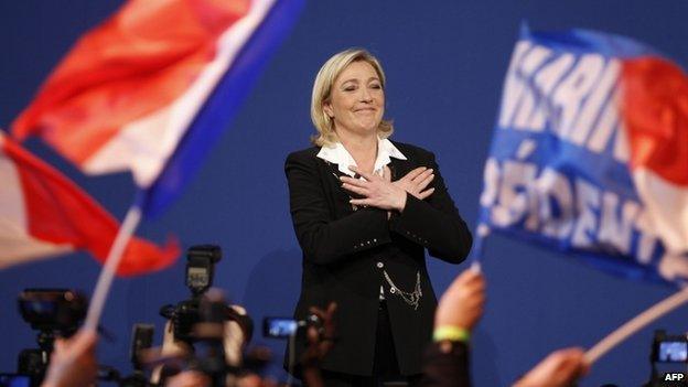 Marine Le Pen celebrating on 22 April