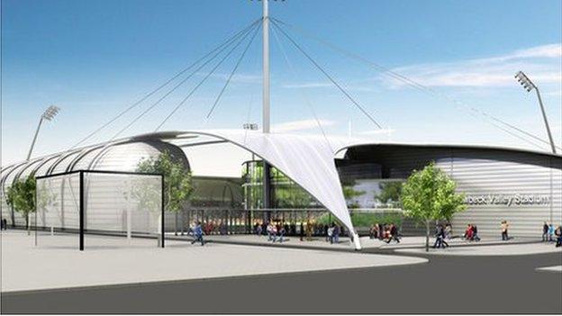 Artists impression of the Pow Beck Valley Community Stadium