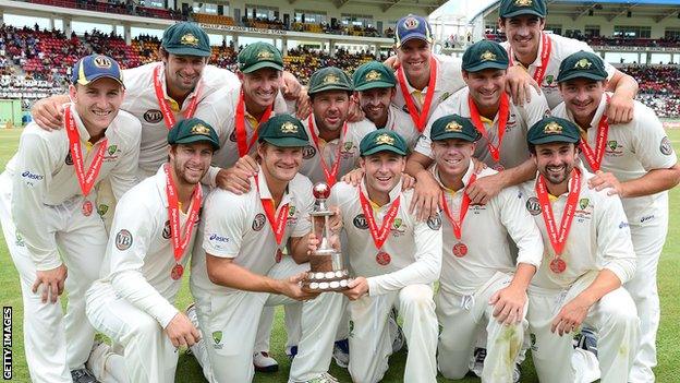 Australia with the Test series trophy