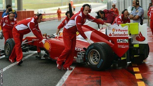 Fernando Alonso in pits at Mugello