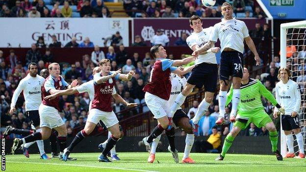 Spurs clear their lines at Villa Park