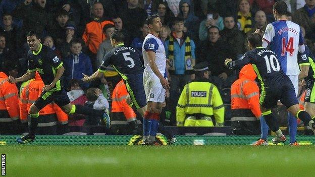 Antolin Alcaraz celebrates