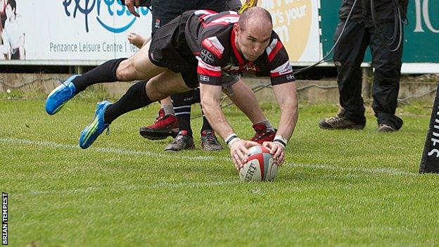 David Doherty scores against Bristol in the Championship play-off semi-final