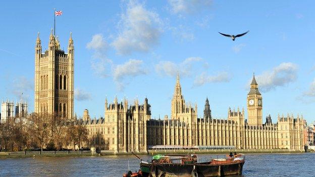 The Houses of Parliament in Westminster.