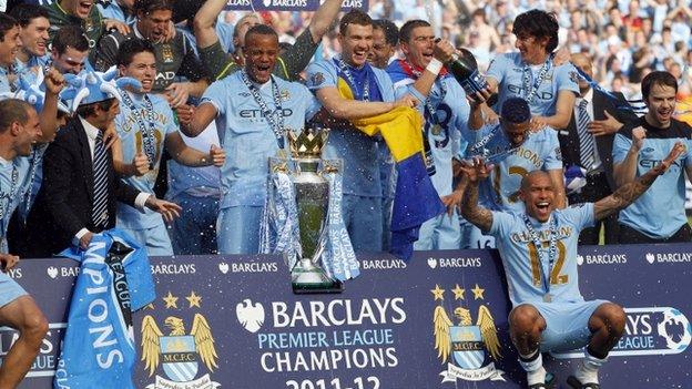 Manchester City celebrate their title triumph