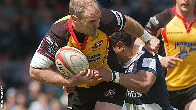 Pirates' Ceiron Thomas playing against Bristol