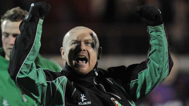 Tim McCann celebrates after Glentoran's win over Linfield last December