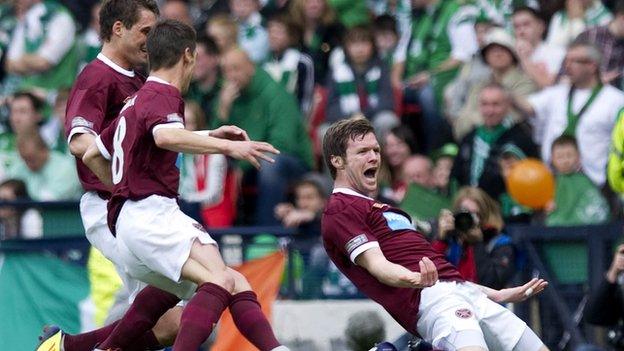 Darren Barr celebrates his goal in the Scottish Cup final