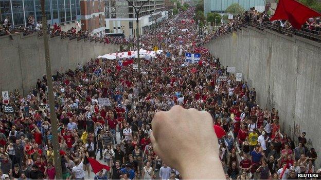 Protesters in Montreal, 22 May 2012