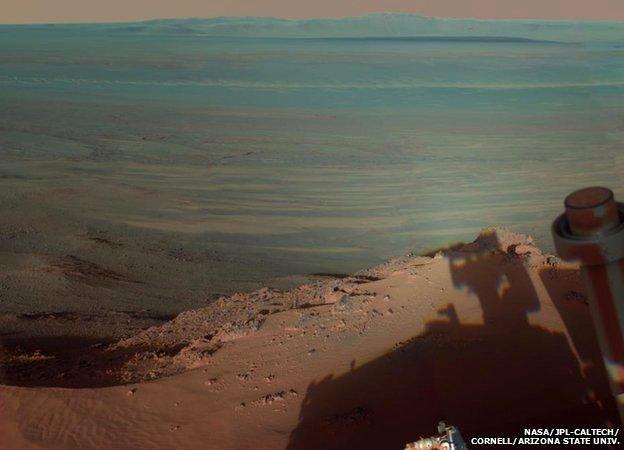 Image of the Endeavour Crater on Mars taken by Nasa's Opportunity rover