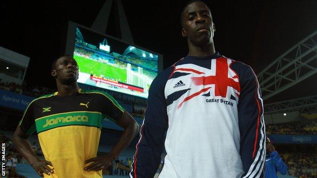 Jamaica's Usain Bolt and Dwain Chambers