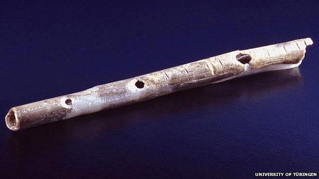 Bird bone flute from the Geißenklösterle Cave in Germany